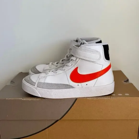 Nike Blazer Mid ‘77 White/Orange Kids Sneakers - SZ 13.5 C - Picture 4 of 11